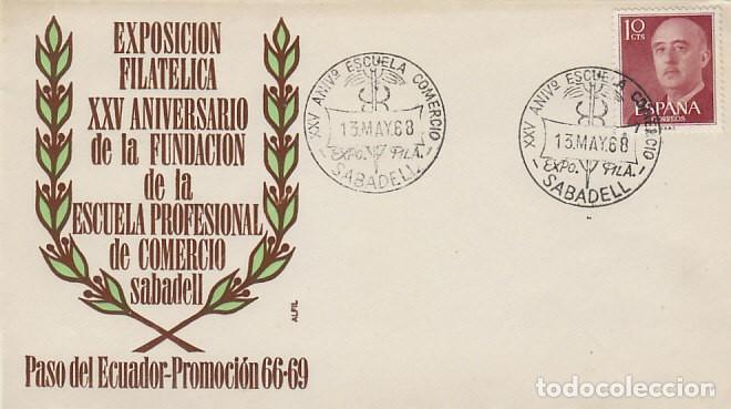 Sellos: A&ntilde;o 1968, SABADELL, FUNDACION DE LA ESCUELA PROFRESIONAL DE COMERCIO, SOBRE DE ALFIL