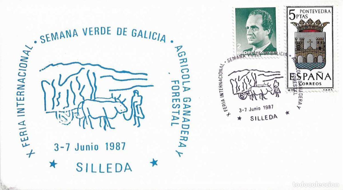 Sellos: FAUNA GANADO SEMANA VERDE X FERIA AGRICOLA, SILLEDA (PONTEVEDRA) 1987 RARO MATASELLOS EN TARJETA VER