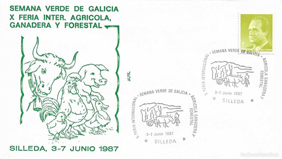 Sellos: FAUNA GANADO SEMANA VERDE X FERIA AGRICOLA, SILLEDA (PONTEVEDRA) 1987. RARO MATASELLOS SOBRE ALFIL