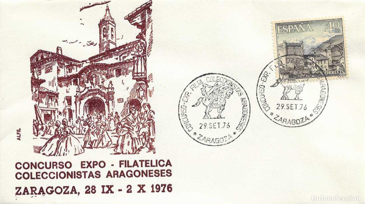 Sellos: JAIME I EL CONQUISTADOR CONCURSO COLECCIONISTAS, ZARAGOZA 1976. RARO MATASELLOS EN SOBRE DE ALFIL