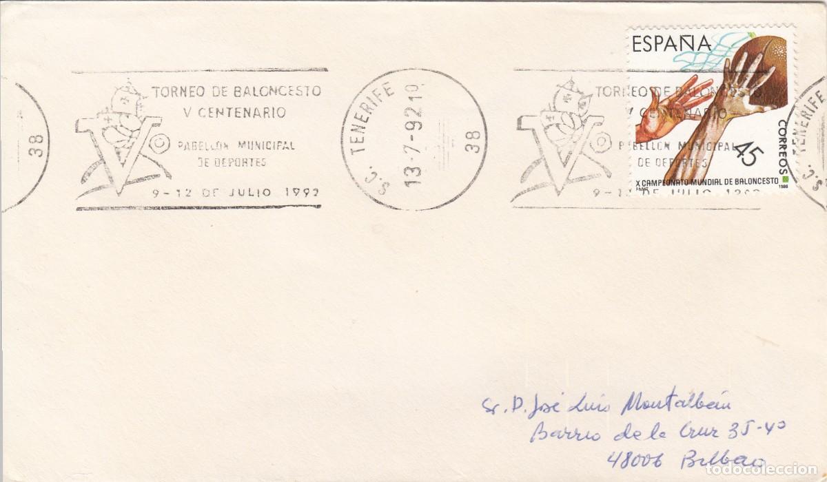 Sellos: BALONCESTO - MATASELLOS DE RODILLO TORNEO DE BALONCESTO - SANTA CRUZ DE TENERIFE - 1992