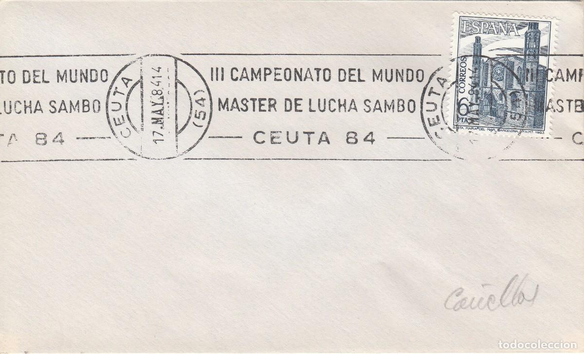 Sellos: MATASELLOS DE RPDILLO - CAMPEONATO DEL MUNDO DE LUCHA SAMBO - CEUTA - 1984