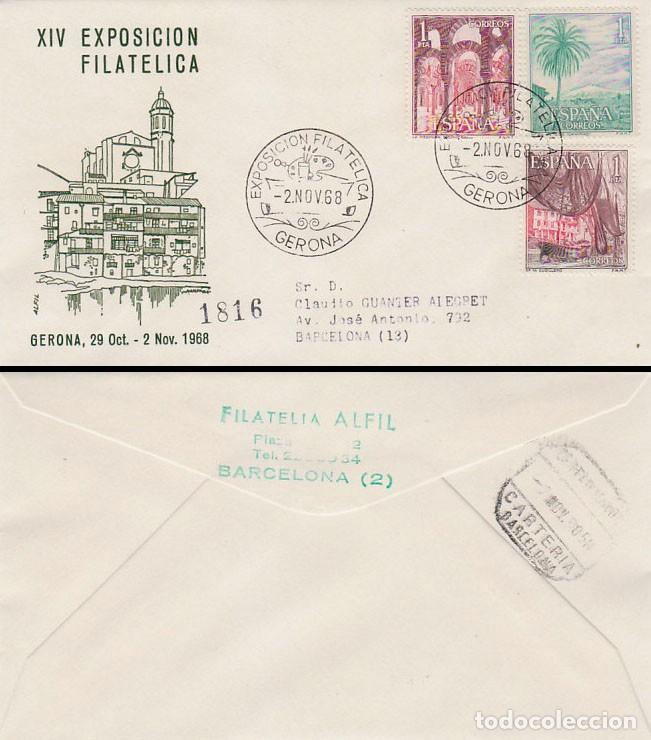Sellos: A&ntilde;o 1968, GERONA, EXPOSICION FILATELICA SOBRE DE ALFIL CIRCULADO, RARO