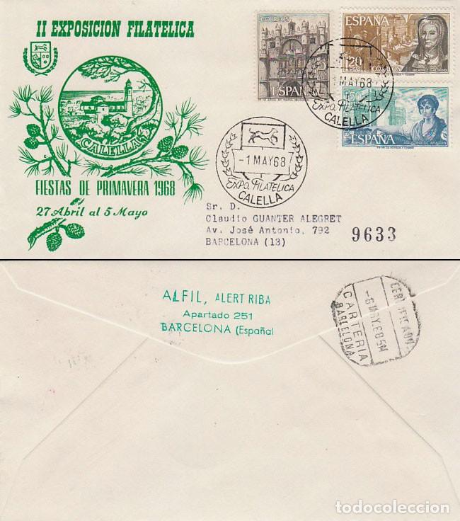 Sellos: A&ntilde;o 1968, CALELLA, fiestas de primavera, sobre de Alfil circulado