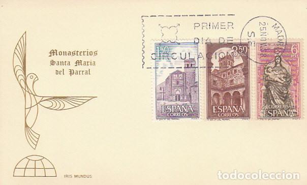 Sellos: EDIFIL 1894/6, MONASTERIO DE SANTA MARIA DEL PARRAL, PRIMER DIA DE 25-11-1968 IRIS MUNDUS