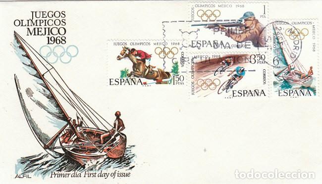 Sellos: EDIFIL 1885/8, JUEGOS OLIMPICOS DE MEJICO, PRIMER DIA DE 24-9-1968 EN SOBRE DE ALFIL