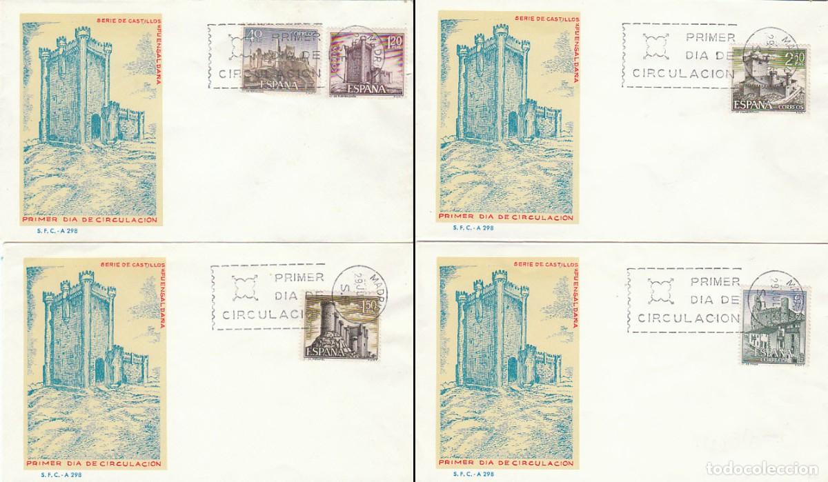 Sellos: EDIFIL 1880/4, CASTILLOS 1968, PRIMER DIA DE 29-7-1968 EN CUATRO SOBRES DEL SFC