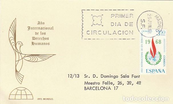 Sellos: EDIFIL 1874, A&Ntilde;O INTERNACIONAL DE LOS DERECHOS HUMANOS, PRIMER DIA DE 25-6-1968 IRIS MUNDUS