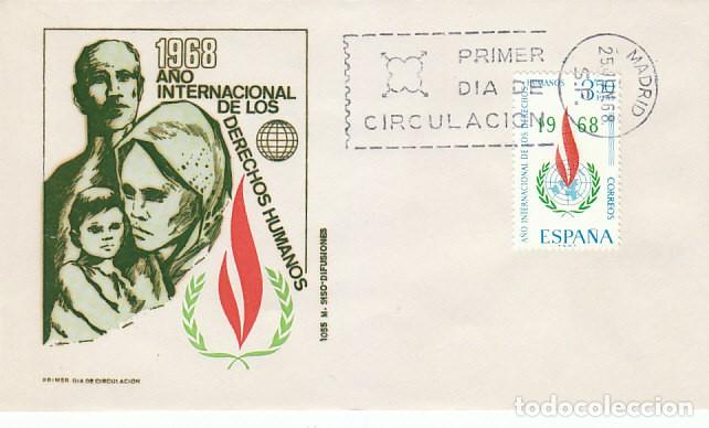 Sellos: EDIFIL 1874, A&Ntilde;O INTERNACIONAL LOS DERECHOS HUMANOS, PRIMER DIA 25-6-1968 SOBRE DE SISO