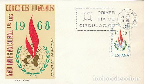 Sellos: EDIFIL 1874, A&Ntilde;O INTERNACIONAL DE LOS DERECHOS HUMANOS, PRIMER DIA 25-6-1968 SOBRE DEL SFC