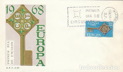 Sellos: EDIFIL 1868, EUROPA 1968, PRIMER DIA DE 29-4-1968 SOBRE DELSFC