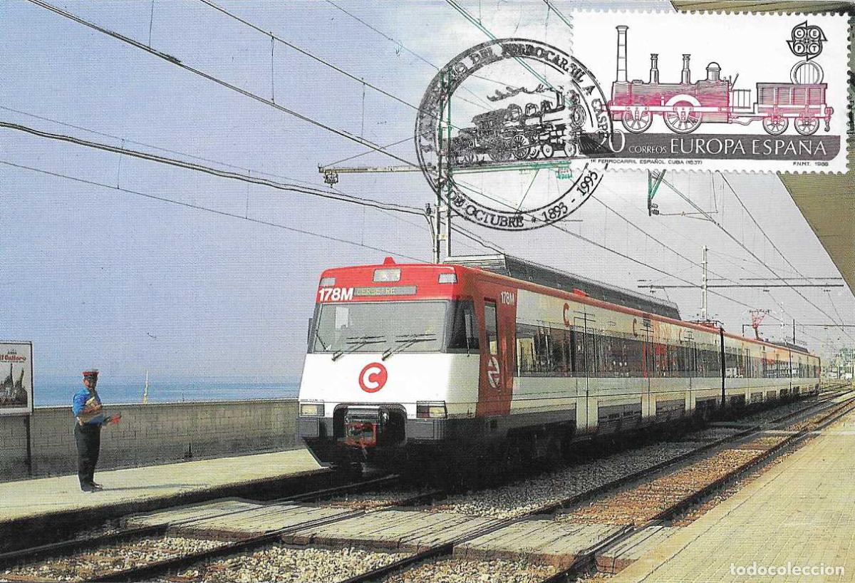 Sellos: TRENES I CENTENARIO DEL FERROCARRIL A CASPE (ZARAGOZA) 1993. MATASELLOS TARJETA RENFE RARO VER DORSO