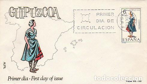 Sellos: Edifil 1850, traje regional de Huesca, primer dia de 9-12-1968 SOBRE DE ALFIL