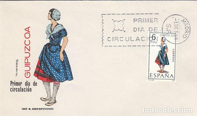 Sellos: Edifil 1848, traje regional de Guipuzcoa, primer dia de 1-10-1968 SOBRE DE SISO