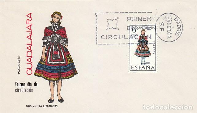 Sellos: Edifil 1847, traje regional de Guadalajara, primer dia del a&ntilde;o 1968 Sobre de Siso