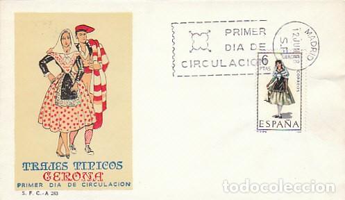 Sellos: Edifil 1844, traje regional de Gerona, primer dia a&ntilde;o 1968 sobre del SFC