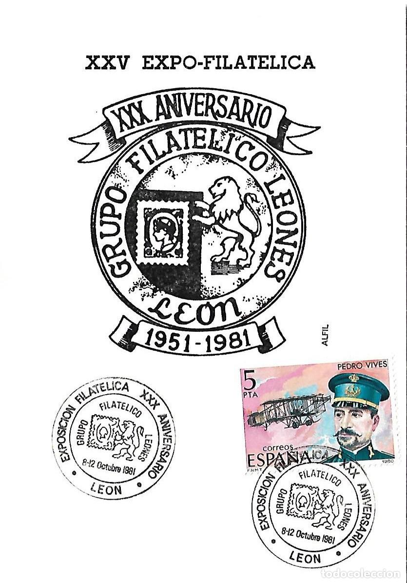 Sellos: TARJETA CON MATASELLOS CONMEMORATIVO EXPOFIL XXX ANIV&ordm; GRUPO FILATELICO LEONES. LEON 8-12/10/811