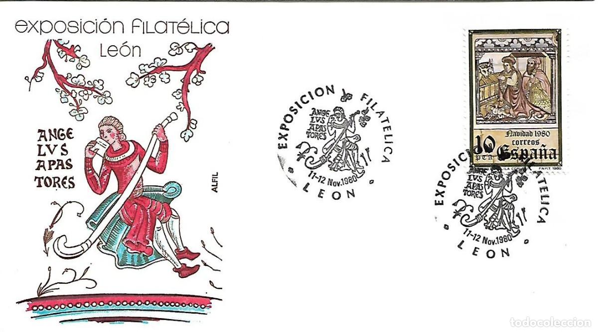 Sellos: SOBRE CON MATASELLOS CONMEMORATIVO LEON. EXPOSICI&Oacute;N FILAT&Eacute;LICA ANGELUS APASTORES. 11-12/11/1980