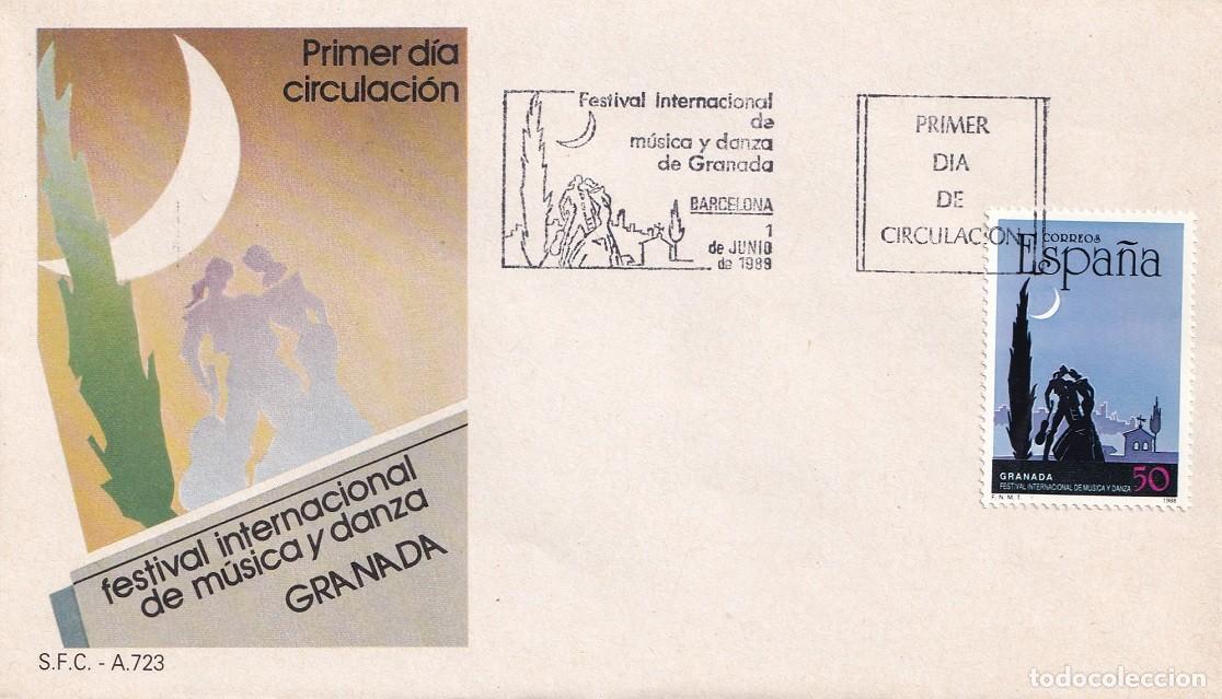 Sellos: SPD Barcelona 1988 - Festival Internacional de m&uacute;sica y danza de Granada - Primer d&iacute;a de circulaci&oacute;n