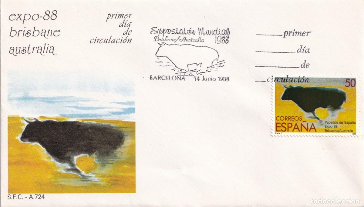 Sellos: SPD Barcelona 1988 - Expo 88 Brisbane Australia - Exposici&oacute;n Mundial - Primer d&iacute;a de circulaci&oacute;n FDC