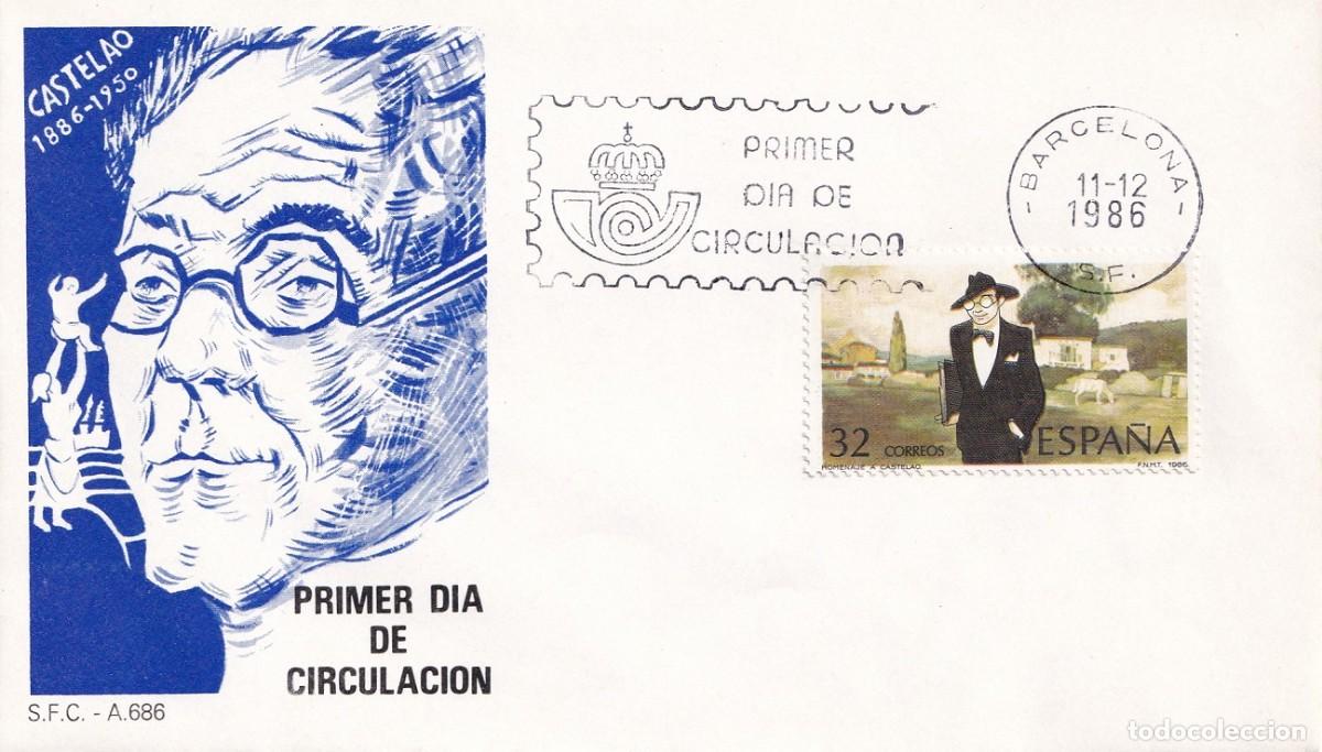 Sellos: SPD Barcelona 1986 - Centenario del nacimiento de Alfonso R. Castelao 1886-1950 - Autocaricatura