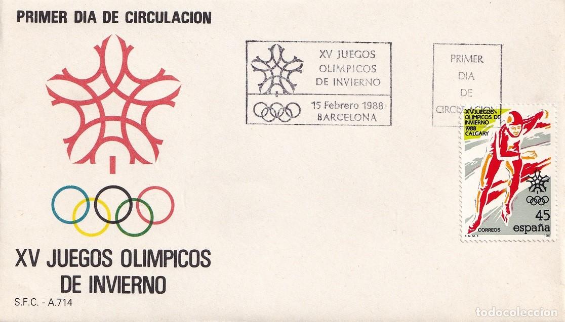 Sellos: SPD Barcelona 1988 - XV Juegos Ol&iacute;mpicos de Invierno Patinaje de velocidad - Primer d&iacute;a circulaci&oacute;n