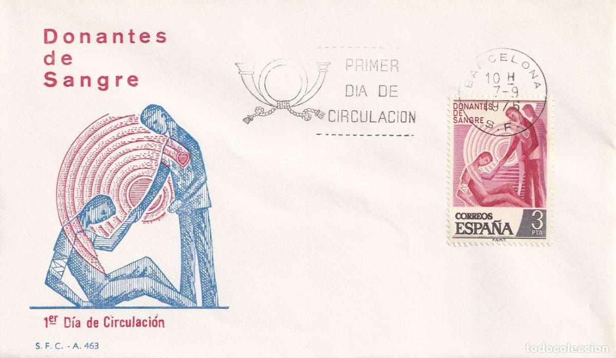 Sellos: SPD Barcelona 1976 - Donantes de sangre - Primer d&iacute;a de circulaci&oacute;n - FDC