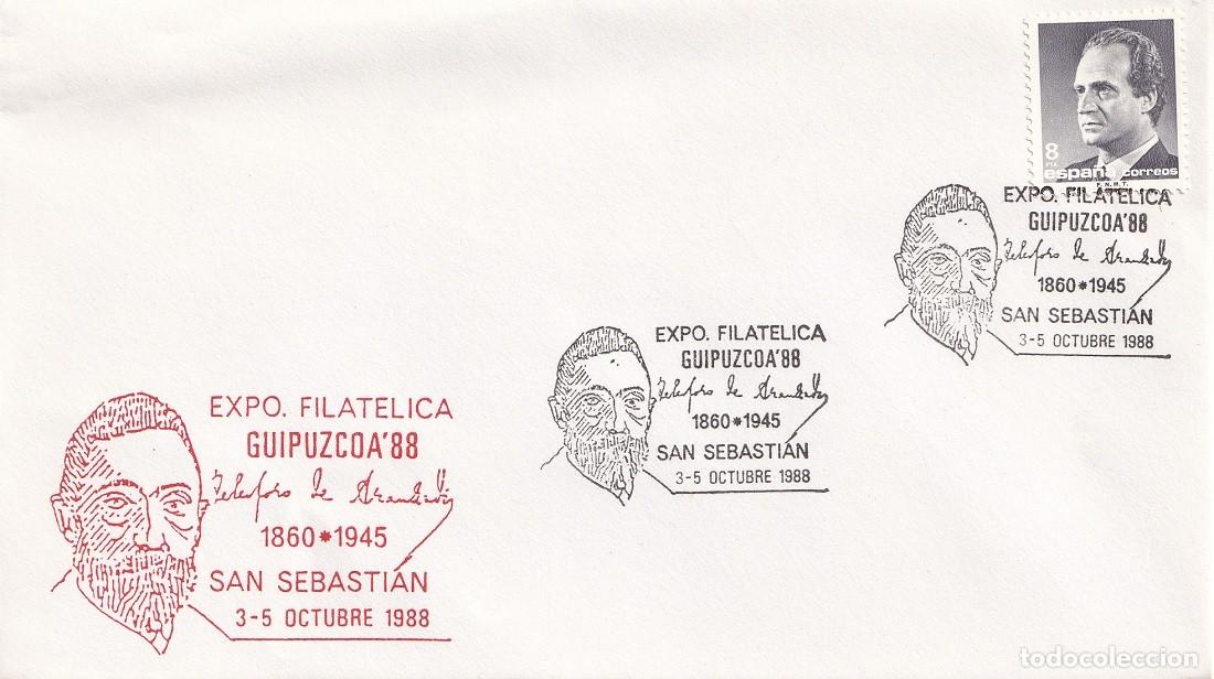 Sellos: Sobre San Sebasti&aacute;n 1988 - Telesforo de Aranzadi 1860-1945 - Exposici&oacute;n Filat&eacute;lica Guipuzcoa 88