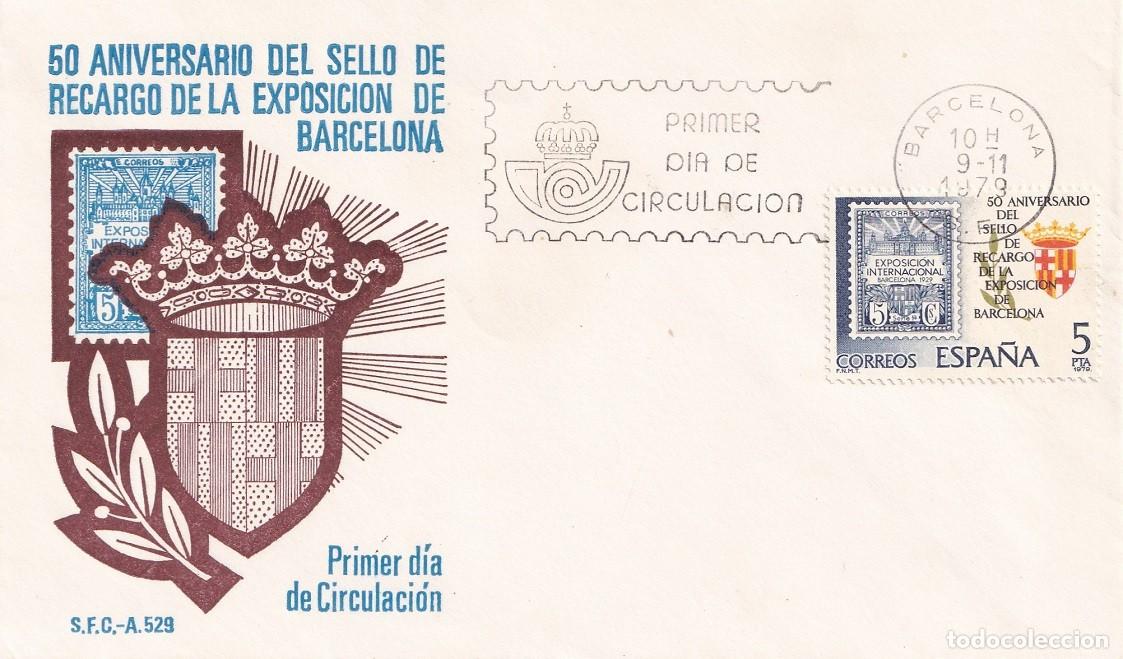 Sellos: SPD Barcelona 1979 - 50 Aniversario del sello de recargo de la Exposici&oacute;n de Barcelona - Primer d&iacute;a
