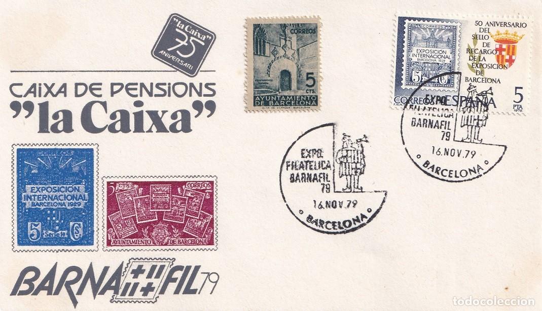 Sellos: Sobre Barcelona 1979 - Barnafil 79 Caixa de Pensions La Caixa 75 Aniversari - Matasellos especiales