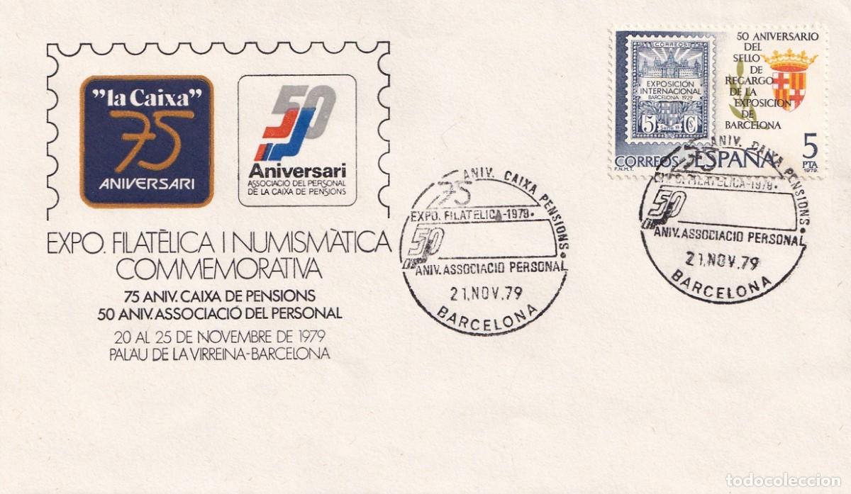 Sellos: Sobre Barcelona 1979 - La Caixa 75 Aniversari Caixa de Pensions - 50 Aniv. Associaci&oacute; del personal