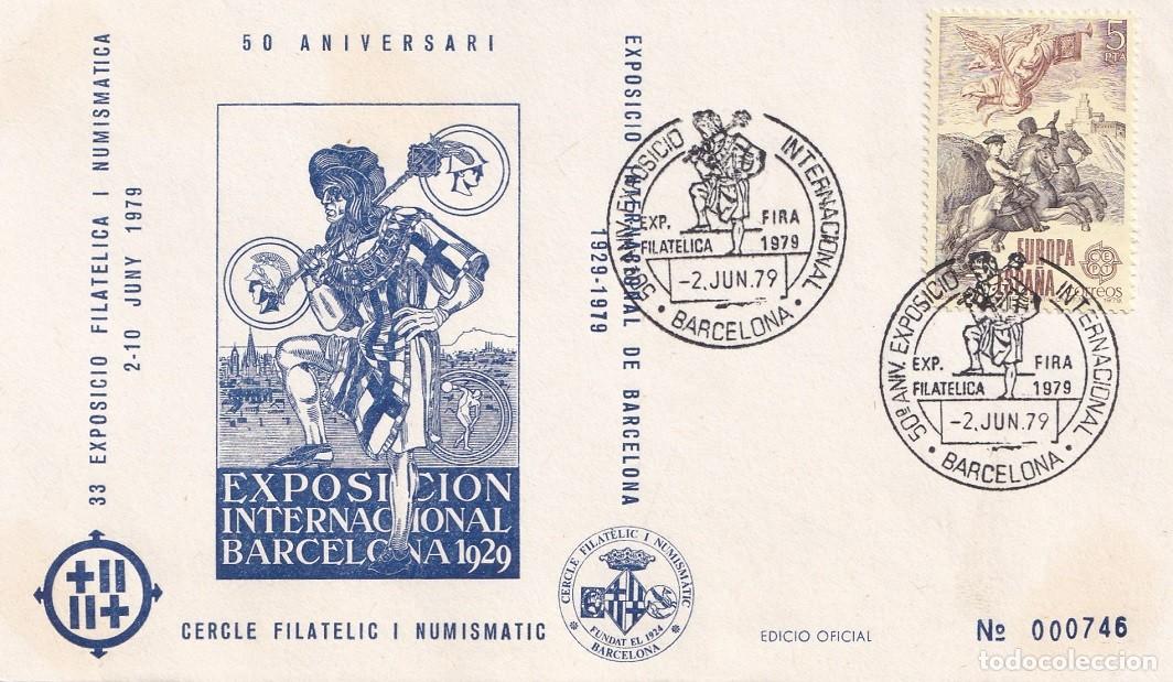 Sellos: Sobre Barcelona 1979 edic. oficial - 50 Aniversari Exposici&oacute;n Internacional Barcelona 1929 - 33 Exp.