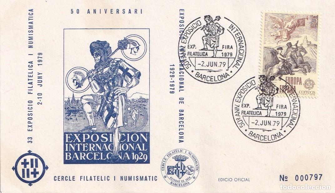 Sellos: Sobre Barcelona 1979 edic. oficial - 50 Aniversari Exposici&oacute;n Internacional Barcelona 1929 - 33 Exp.