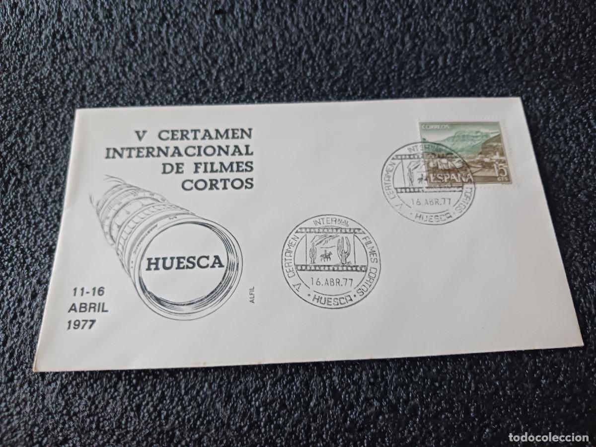 Sellos: sobre primer dia de emision, V CERTAMEN INTERNACIONAL de filmes cortos, HUESCA 1977.