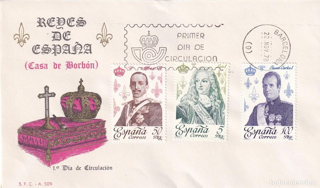 Sellos: SPD Barcelona 1978 - Reyes de Espa&ntilde;a ( Casa de Borb&oacute;n ) - Alfonso XIII - Luis I - Juan Carlos I