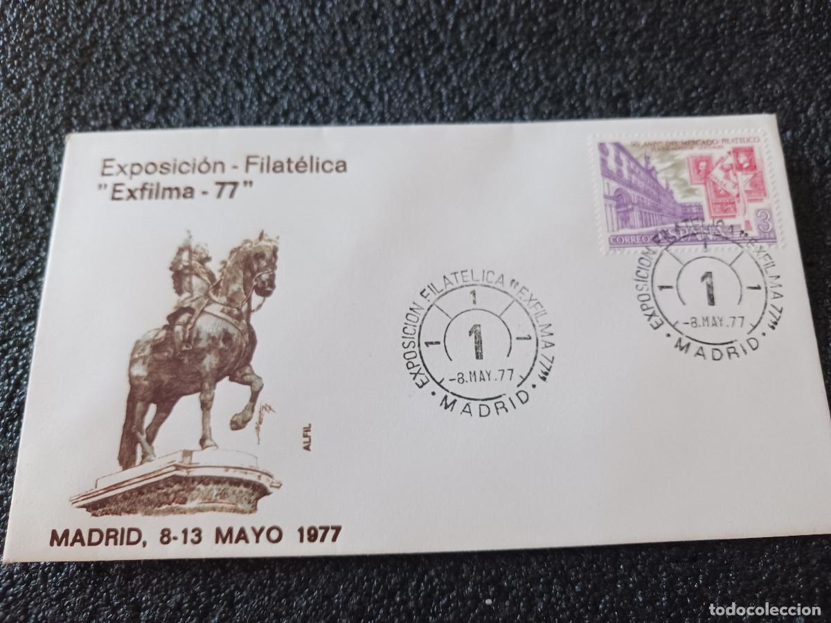 Sellos: sobre primer dia de emision, madrid, EXPOSICI&Oacute;N FILAT&Eacute;LICA EXFILMA 77