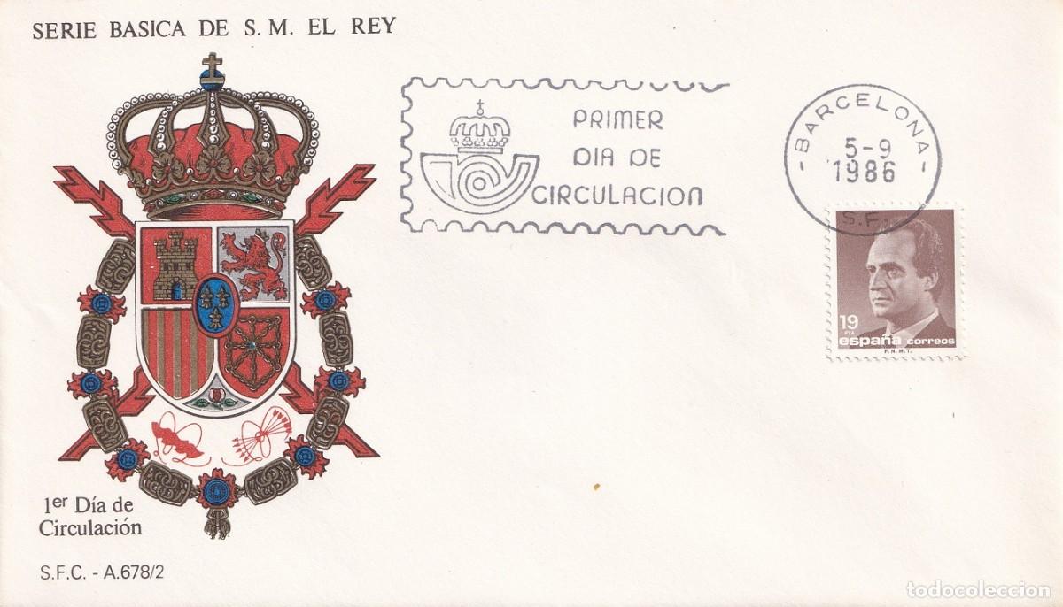 Sellos: SPD Barcelona 1986 / Serie b&aacute;sica de S. M. El Rey - S.F.C. A 669/2 - Juan Carlos - Primer d&iacute;a circul