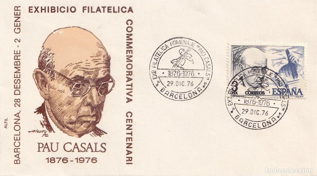 Sellos: Sobre en Alfil Barcelona 1976 - Exhibici&oacute; Filat&egrave;lica commemorativa centenari Pau Casals 1876-1976