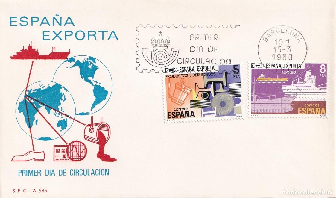 Sellos: SPD Barcelona 1980 - Espa&ntilde;a exporta - Productos sider&uacute;rgicos - Buques - Primer d&iacute;a de circulaci&oacute;n