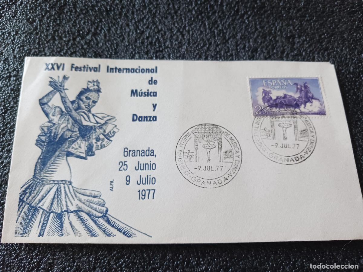 Sellos: sobre primer dia de emision, XXVI FESTIVAL INTERNACIONAL, GRANADA 1977