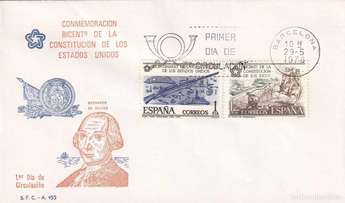 Sellos: SPD Barcelona 1976 - Conmemoraci&oacute;n Bicentenario de la Constituci&oacute;n de los Estados Unidos - 1er d&iacute;a