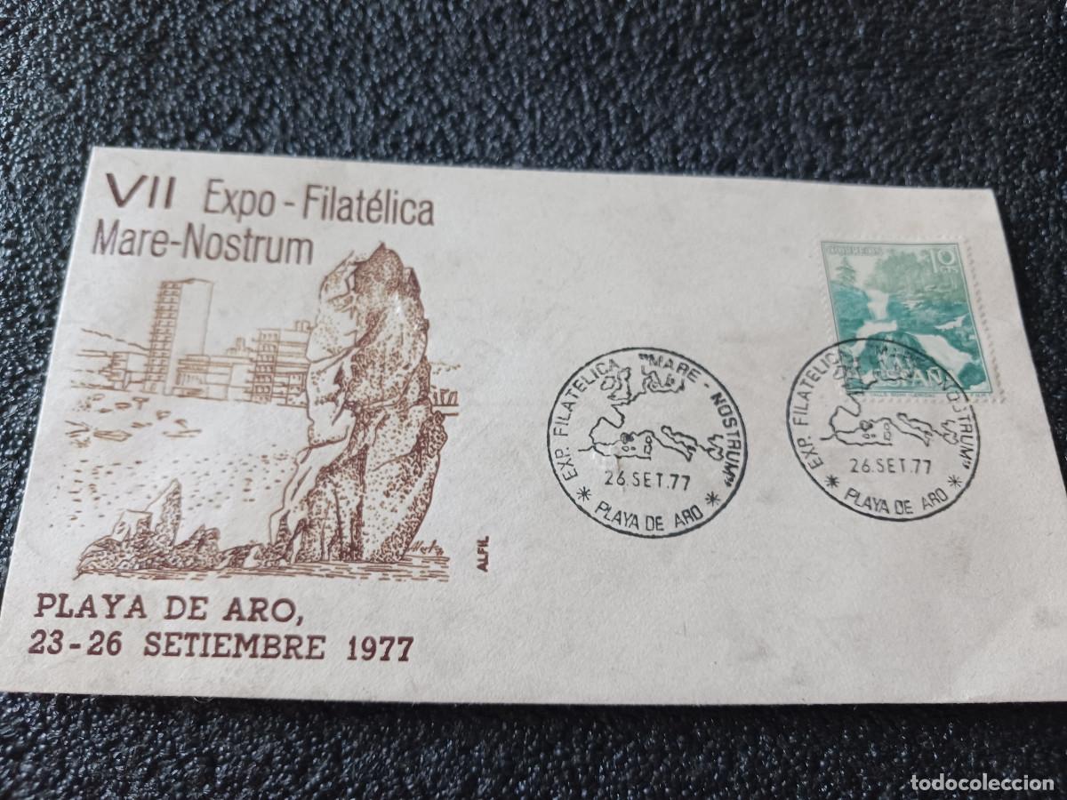 Sellos: sobre primer dia de emision, MARE NOSTRUM VII EXPOSICION, PLAYA DE ARO (GERONA) 1977
