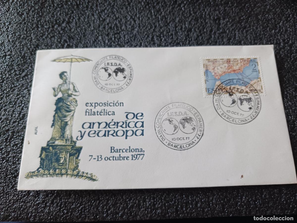 Sellos: sobre primer dia de emision, EXPOSICION FILATELICA DE AMERICA Y EUROPA. BARCELONA 1977