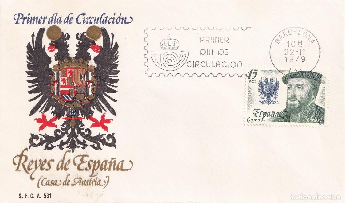 Sellos: SPD Espa&ntilde;a 1979 - Reyes de Espa&ntilde;a ( Casa de Austria ) - Carlos I 1500-1558 - Primer d&iacute;a circulaci&oacute;n