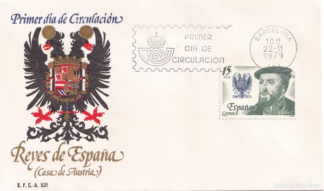 Sellos: SPD Espa&ntilde;a 1979 - Reyes de Espa&ntilde;a ( Casa de Austria ) - Carlos I 1500-1558 - Primer d&iacute;a circulaci&oacute;n