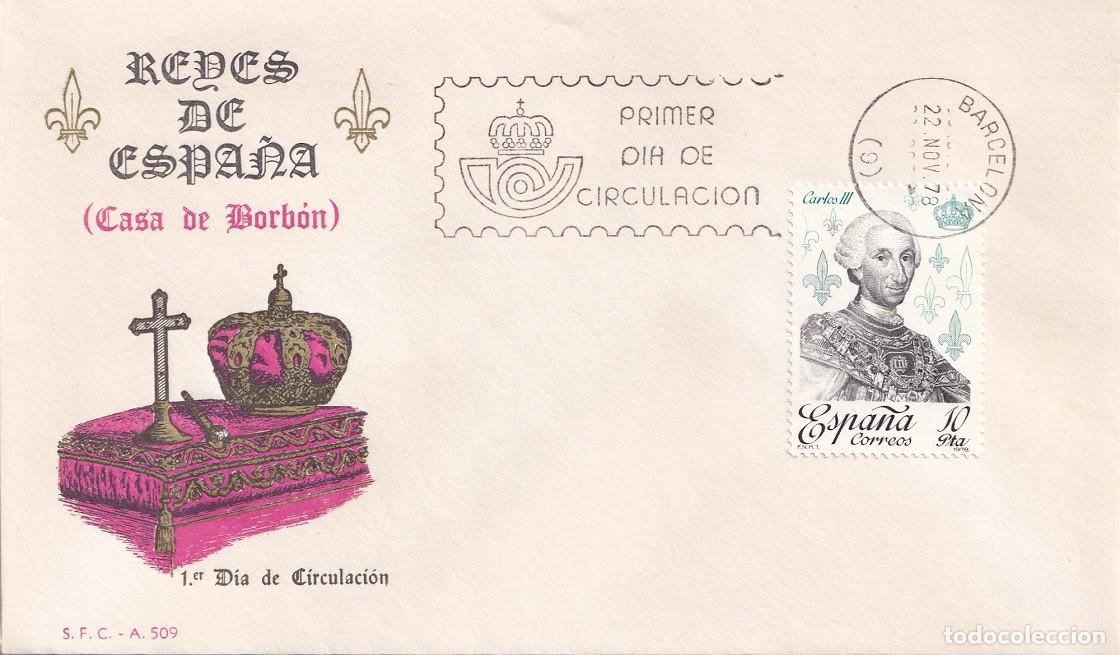 Sellos: SPD Barcelona 1978 Reyes de Espa&ntilde;a ( Casa de Borb&oacute;n ) Carlos III 1716-1788 - Primer d&iacute;a circulaci&oacute;n