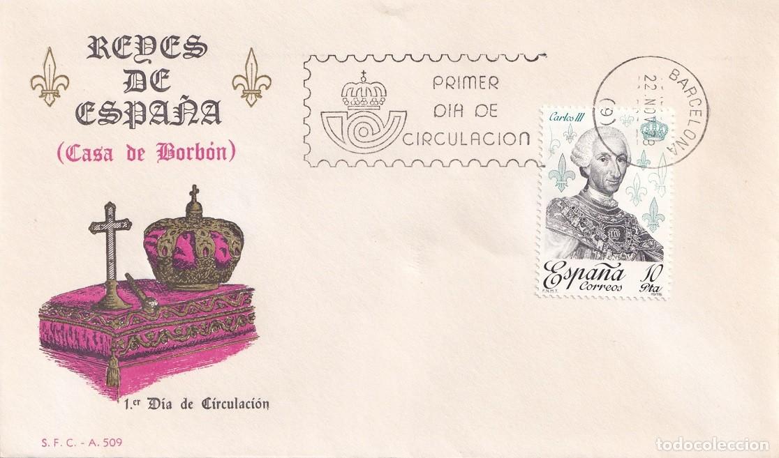 Sellos: SPD Barcelona 1978 Reyes de Espa&ntilde;a ( Casa de Borb&oacute;n ) Carlos III 1716-1788 - Primer d&iacute;a circulaci&oacute;n