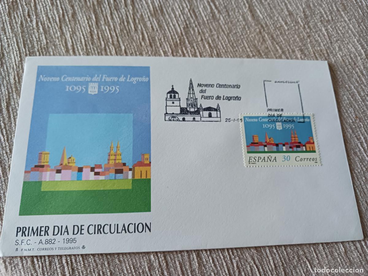 Sellos: sobre primer dia de emision, noveno centenario, Fuero de Logro&ntilde;o. 1995