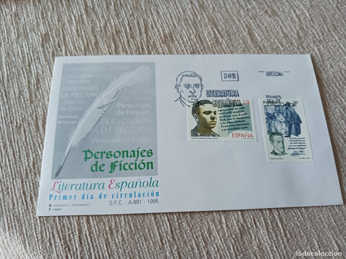 Sellos: sobre primer dia de emision, Literatura espa&ntilde;ola, a&ntilde;o 1995.