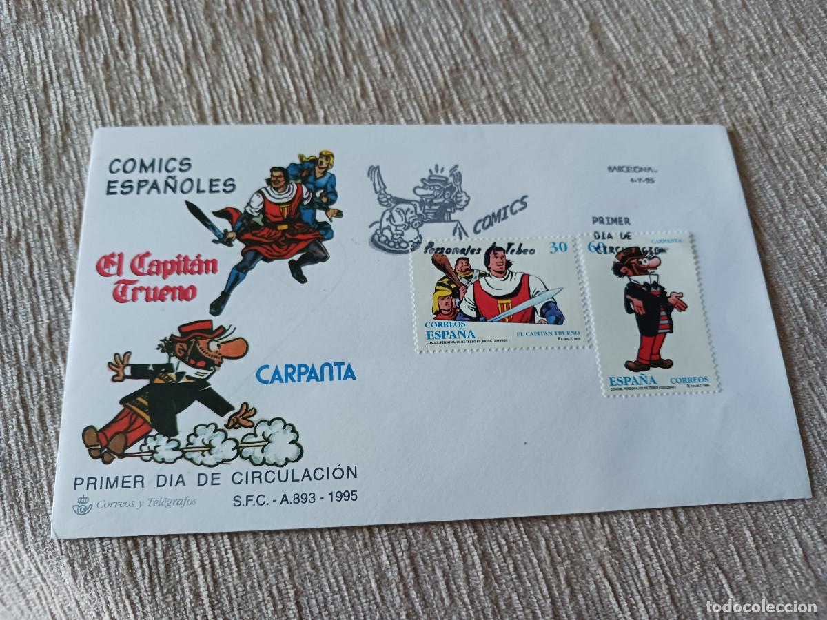 Sellos: sobre primer dia de emision, COMICS ESPA&Ntilde;OLES - CAPIT&Aacute;N TRUENO - CARPANTA - A&Ntilde;O 1995